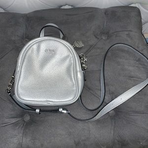 guess silver mini backpack